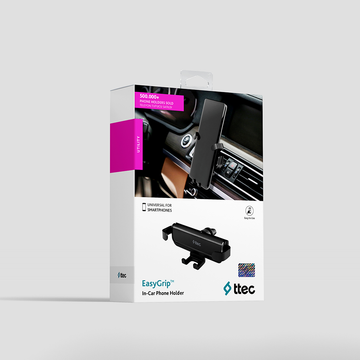 ttec EasyGrip In-Car Mobile Phone Vent Holder, Secure Grip Aluminium Sleek Single handed - BRAND PROMOTION!